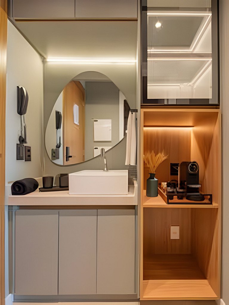 Studio c/ Rooftop e piscina vista Mar 1km da praia