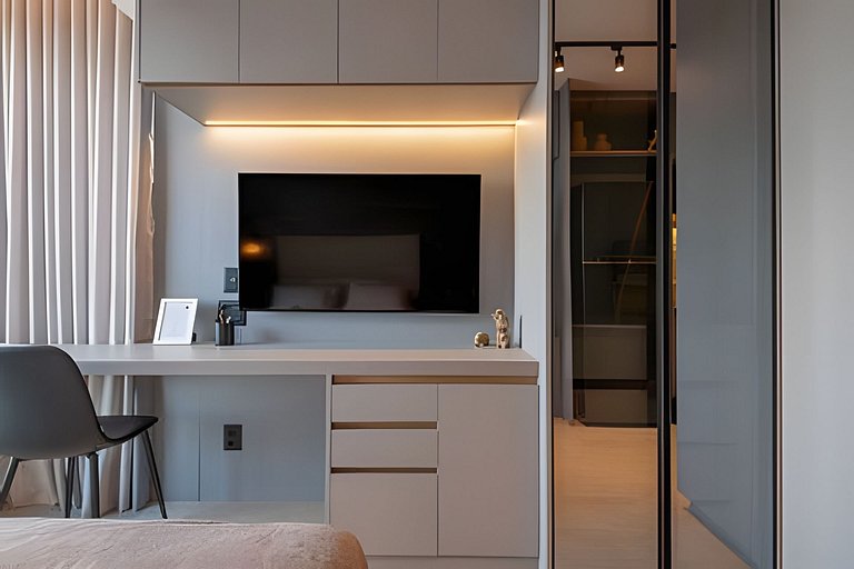 Studio c/ Rooftop e piscina vista Mar 1km da praia