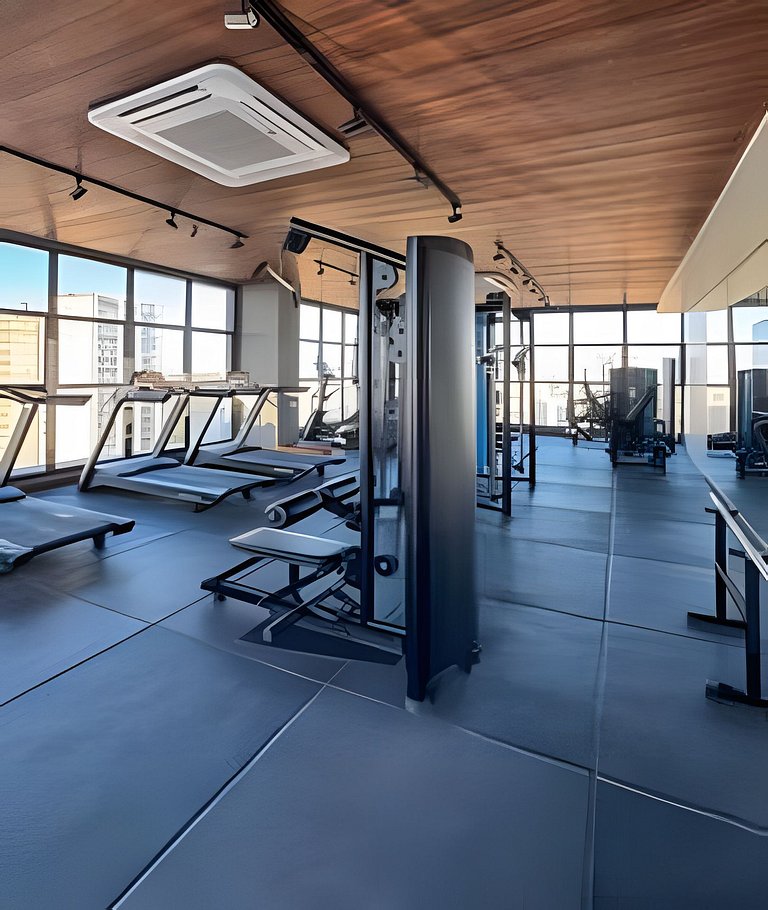 Studio c/ Rooftop e piscina vista Mar 1km da praia